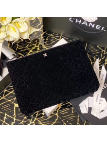 Chanel Camellia Velvet Large Pouch A82277 Black 2020