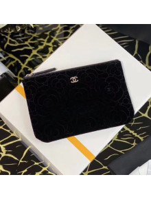 Chanel Camellia Velvet Small Pouch A82277 Black 2020