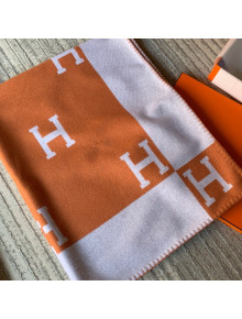 Hermes Classic Wool Cashmere Blanket 140x170cm Orange 2020 01