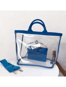 Prada Large Fabric and PVC Handbag Transparent/Blue 1BD164 2018