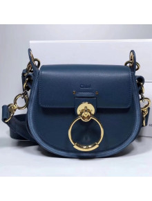 Chloe Small Tess Bag in Shiny & Suede Calfskin Blue 2018