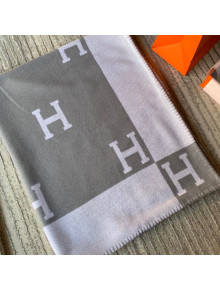 Hermes Classic Wool Cashmere Blanket 140x170cm Grey 2020 03