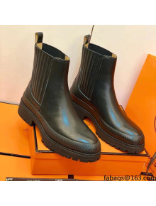 Hermes Calfskin Ankle Boot Black 02 2021 Top Quality (Pure Handmade)