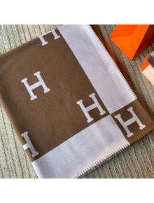 Hermes Classic Wool Cashmere Blanket 140x170cm Dark Brown 2020 04