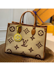 Louis Vuitton OnTheGo MM Tote Bag in Monogram Raffia M57707 Tan Brown 2021