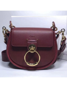 Chloe Small Tess Bag in Shiny & Suede Calfskin Burgundy 2018