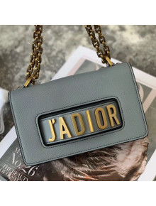 Dior J'Adior Mini Flap Chain Bag in Palm Grained Leather Dusty Blue 2019