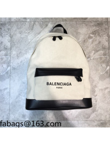 Balenciaga Navy Canvas Large Backpack White 2021 11