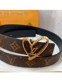 Louis Vuitton Monogram Canvas Belt 30mm with LV Heart Buckle Black/Gold 2021