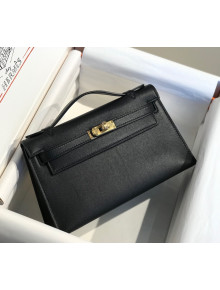 Hermes Kelly Pochette Bag 22cm Black/Gold 2022 27