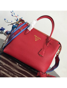 Prada Grained Soft Calf Leather Top Handle Bag 1BA157 Red 2019