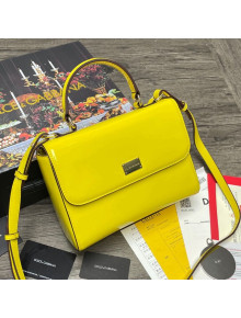 Dolce&Gabbana DG Sicily Patent Calfskin Top Handle Bag 6348 Yellow 2021