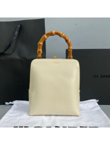 Jil Sander Calfskin Bamboo Top Handle Bag White 2021 7145