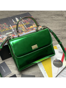 Dolce&Gabbana DG Sicily Patent Calfskin Top Handle Bag 6348 Green 2021