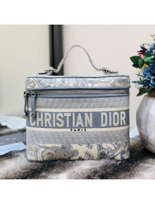 Dior DiorTravel Medium Vanity Case Bag in Grey Toile de Jouy Embroidery 2020