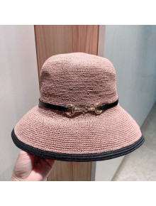 Gucci Straw Horsebit Bucket Hat Pink 2021 05