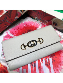 Gucci Zumi Grainy Leather Continental Wallet 573612 White