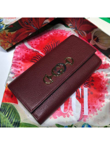 Gucci Zumi Grainy Leather Continental Wallet 573612 Burgundy