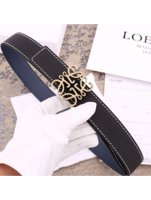 Loewe Litchi Grained Calfskin Belt 3.8cm Black 2021