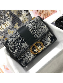 Dior 30 Montaigne Bag in Navy Blue Toile de Jouy Embroidery 2021 M9203