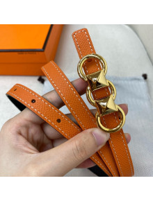 Hermes Mini Constance Reversible Leather Belt 13mm Orange 2021