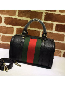 Gucci Small Vintage Leather Web Boston Bag 269876 Black 