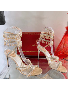 Rene Caovilla Elegant Evening Sandals CHANDELIER with 9.5cm Heel Beige 2022