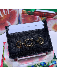 Gucci Zumi Grainy Leather Card Case 570679 Black