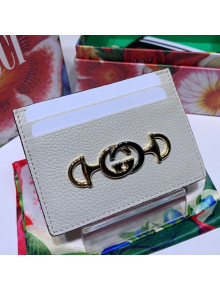 Gucci Zumi Grainy Leather Card Case 570679 White