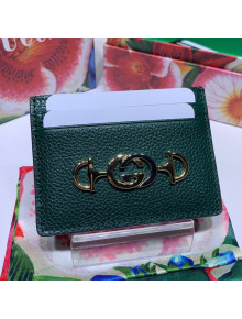 Gucci Zumi Grainy Leather Card Case 570679 Green