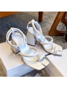 Maison Margiela Tabi Logo Embossed Leather Sandals White 2020