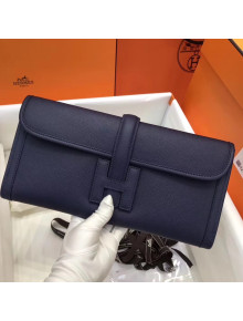 Hermes Jige Elan 29 Epsom Leather Clutch Bag Deep Blue 2019