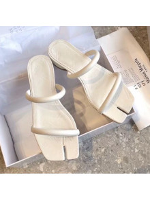 Maison Margiela Tabi Logo Embossed Leather Slip-on Sandals White 2020