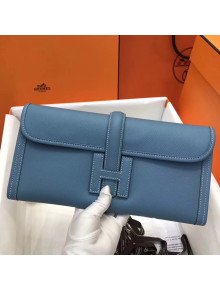 Hermes Jige Elan 29 Epsom Leather Clutch Bag Denim Blue 2019