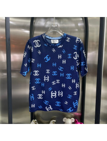 Chanel Knit T-Shirt Blue 2022 031246