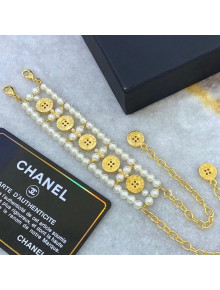 Chanel Pearl Button Bracelet Gold/White 2020