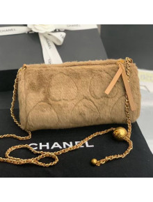 Chanel Fur Small Bowling Bag with Metal Ball AS1899 Camel Brown 2020