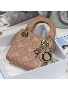 Dior Micro Lady Dior Bag in Nude Cannage Lambskin 2021 M6007 