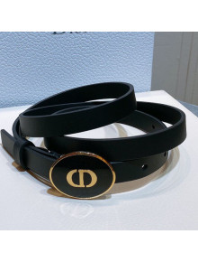 Dior Leather Belt 1.5cm with CD Round Buckle Black 2021