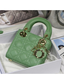 Dior Micro Lady Dior Bag in Mint Green Cannage Lambskin 2021 M6007 