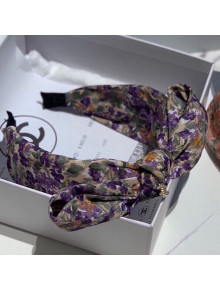 Chanel Print Bow Headband Hair Accessory Purple 2021 08