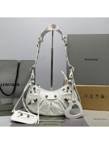 Balenciaga Le Cagole Lambskin XS Shoulder Bag White/Aged Silver 2021