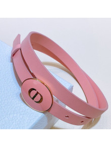 Dior Leather Belt 1.5cm with CD Round Buckle Pink 2021