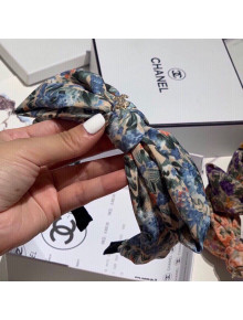 Chanel Print Bow Headband Hair Accessory Blue 2021 09