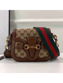 Gucci GG Canvas Small Horsebit Shoulder Bag 384821 Brown 2019