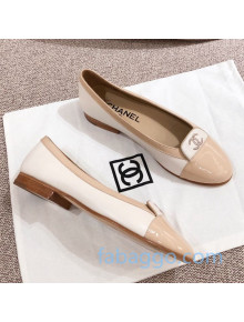 Chanel Virgin Patent Patchwork Leather Ballerinas Beige 2020