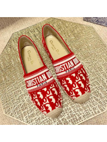 Dior Granville Espadrilles in Red Oblique Embroidered Cotton 2021