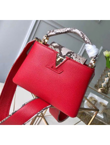 Louis Vuitton Taurillon & Python Leather Capucines MIni Top Handle Bag N95509 Red 2020