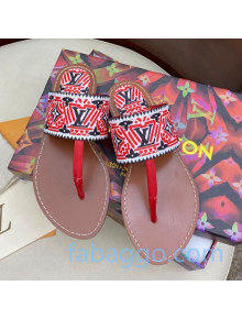 Louis Vuitton LV Crafty Flat Thong Sandals Red/Black 2020