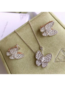 Van Cleef & Arpels Crystal Butterfly Necklace and Earrings 16 Silver 2020